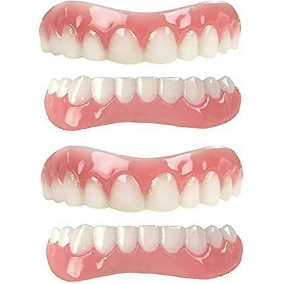 2 Pairs Dentures Cosmetic Veneer Natural Tone Instant Veneers Dental Silicone Tooth Whitening Tempor