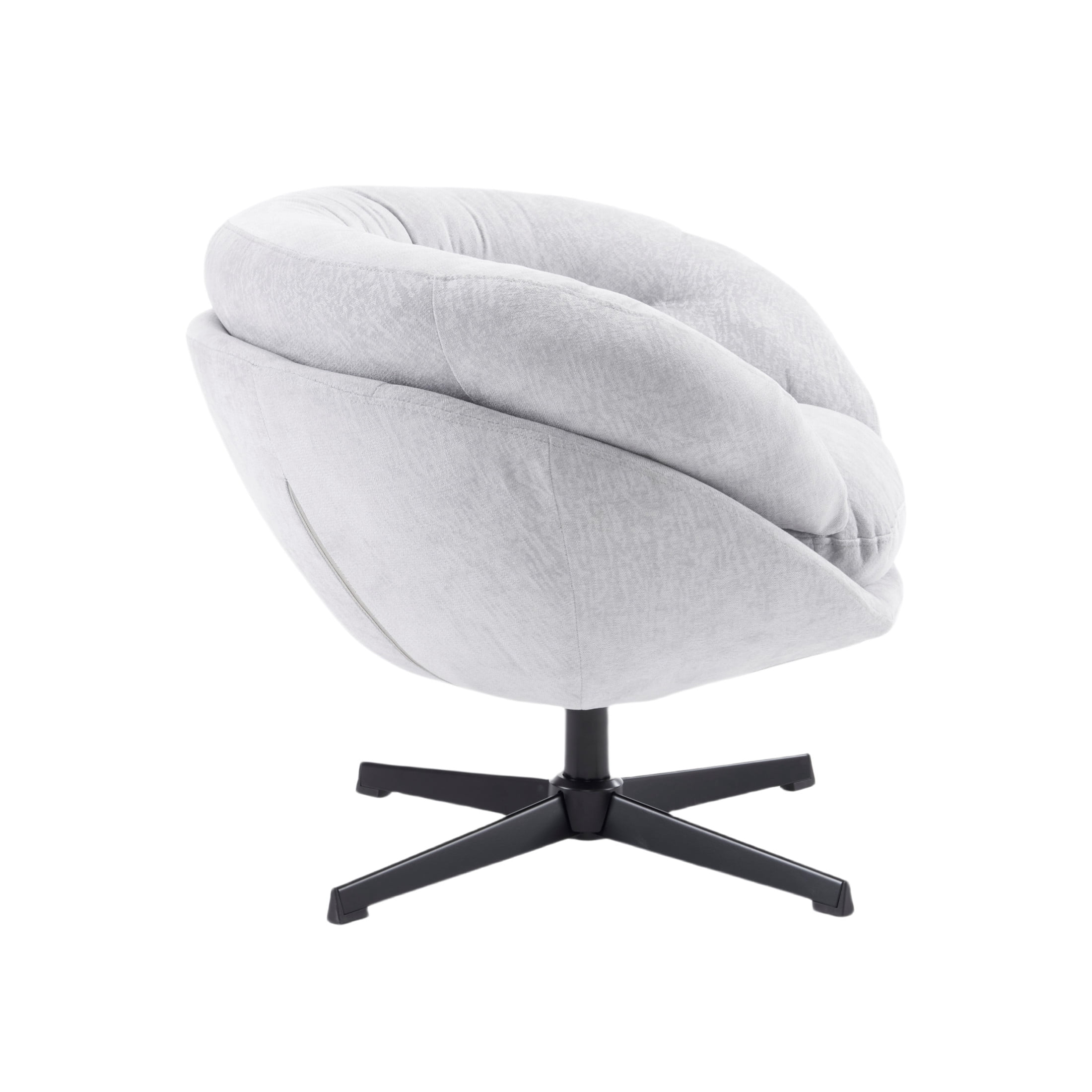 Contemporary Ergonomic Upholstered Chenille 360° Swivel Club Chair with Metal Base, Gray