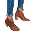 thumbnail image 1 of Women Autumn Winter Shoes Cutout Booties Chunky Block Heel Slip On Ankle Boots, 1 of 3