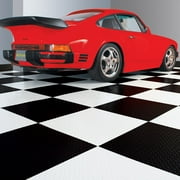 Angle View: G-Floor RaceDay Peel and Stick Tile with PSA - 95 Mil Diamond Tread 24" x 24" Midnight Black 10-Pack