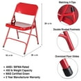 thumbnail image 5 of Hampden Furnishings Bernadine Collection Steel Double Hinge Folding Chair, Red, Pack of 4, 5 of 7