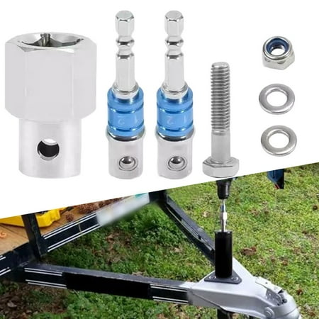 Baguer Upgrade Stainless Steel Top Wind Trailer Crank Handle Cordless Drill Adapter Kit