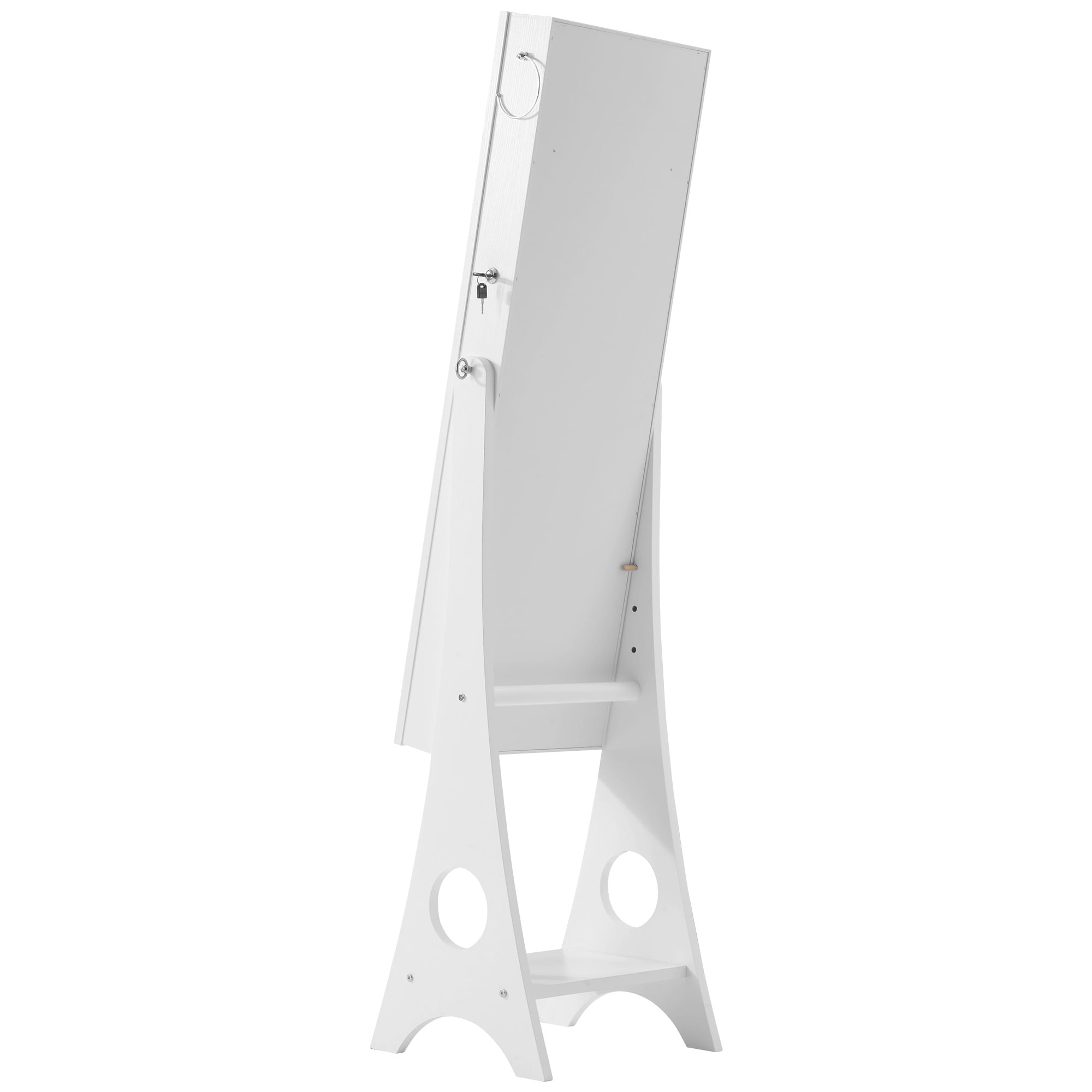 Resenkos LED Light Jewelry Armoire with Full-Length Mirror, White Standing Mounted Lockable Jewelry Organizer Cabinet