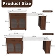 thumbnail image 4 of 80-inch Expandable Kitchen Island with Dining Table, Marble-Grain Countertop with Power Outlet, Mobile Storage Cart with Cabinet & 2 Drawers, Walnut Finish Kitchen Prep Table, 4 of 4