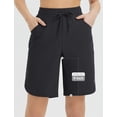 thumbnail image 2 of baleaf Bermuda Shorts for Women Knee Length 9'' Long Zipper Pockets High Waisted Quick Dry Lightweight Black L, 2 of 7