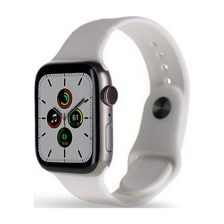 Apple Watch 7 45mm (GPS) + Cellular Silver Titanium Case with Silver Sport Band, (Refurbished)