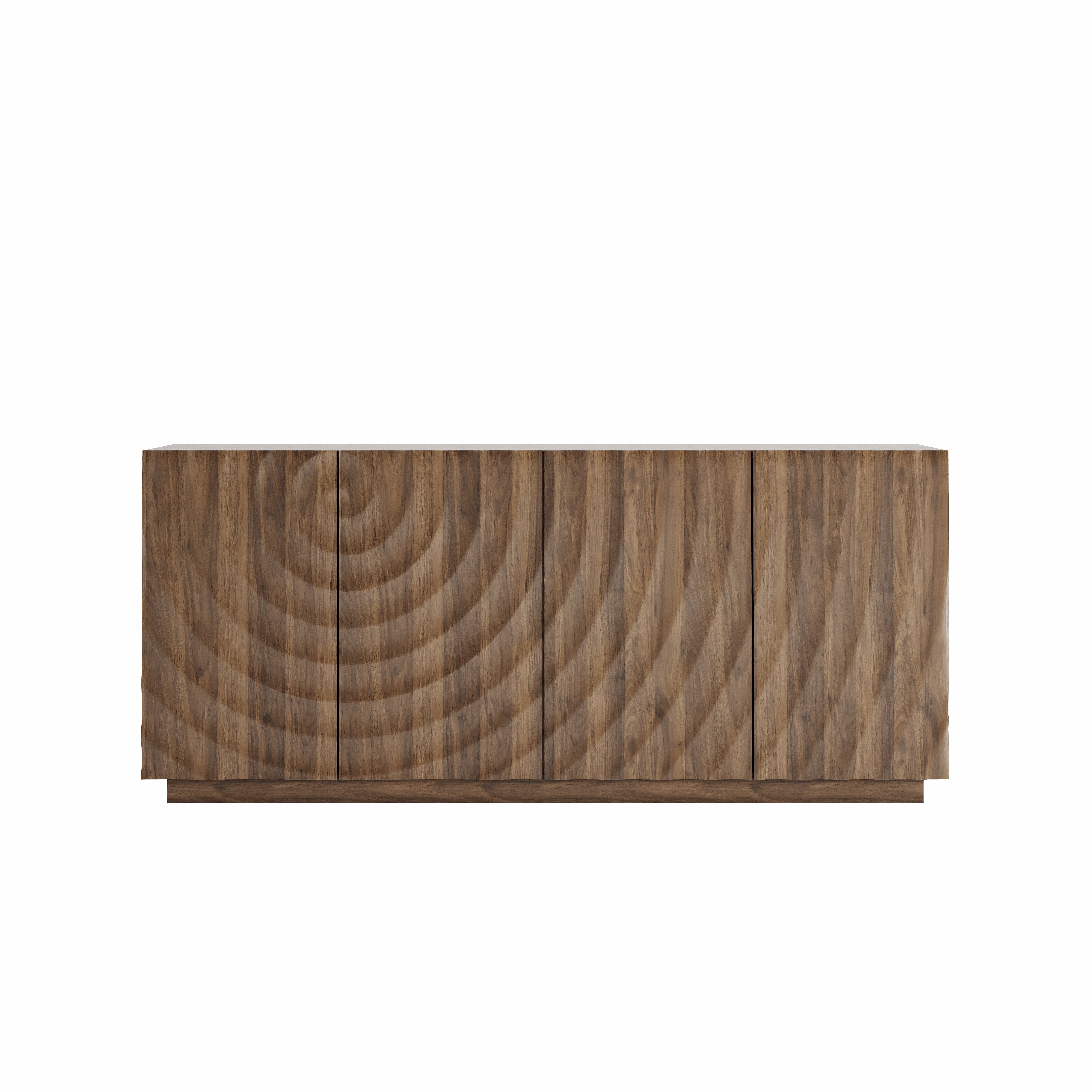 Aukfa Accent Sideboard Buffet Cabinet,Accent Storage Credenza with Ripple Door for Dining & Living Space,Walnut
