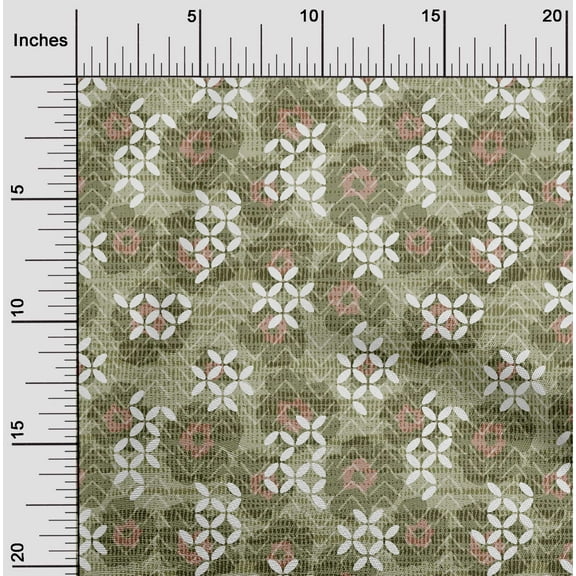 oneOone Cotton Jersey Light Green Fabric Floral & Texture Sewing Material Print Fabric By The Yard 58 Inch Wide