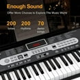 thumbnail image 6 of Yeshouse Keyboard Piano 61 Key Piano Keyboard for Beginner and Professional, Electric Piano with Microphone, Piano App, LCD, Keynote Stickers, Supports MP3 USB MIDI Microphone and Pedal Insertion, 6 of 7
