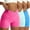 5-Magenta;2 Blue;1 Blue, variant on OVESPORT Women Yoga Shorts 3 Pieces V Cross High Waist Sport Shorts Workout Seamless Athletic Booty Scrunch Gym Shorts