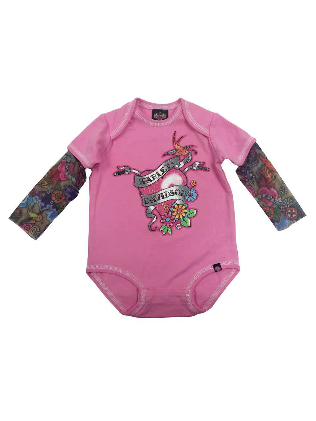 maille Tatouage Manches 3010611 Harley-Davidson Baby Girls 'paillettes infant creeper 