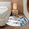 thumbnail image 3 of Ocean Blue Fish Round Living Room Rugs 4 ft, Welcome Nautical Sea Watercolor Fish Starfish Washable Area Rug with Non-Slip Sturdy Edge Binding Round Carpet for Entryway Kitchen Bedroom Bathroom, 3 of 9