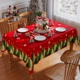 thumbnail image 3 of Christmas Tablecloth 60x84 Inch Rectangle, Red Merry Christmas Trees Washable Table Cover Waterproof Seasonal Winter Scalloped Edge Dining Table Cloth Home Party Decor, 3 of 6