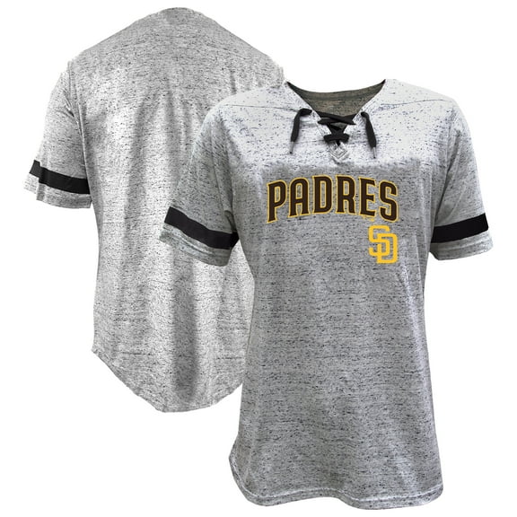 Women's-Profile Heather Gray San Diego Padres Lace-Up Fleck T-Shirt