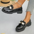thumbnail image 4 of Xucatan Women's Patent Leather Bow Loafers, Chunky Heel Slip On Shoes with Thick Sole, Round Toe British Style Casual Pumps, Versatile Plus Size Design for Spring Summer Daily Gift, 4 of 9