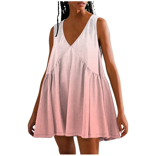 TJAZFJPA Robe Blanche Décontractée à Imprimé Dégradé Col en V Sans Manches avec Poches Mini Robe Chaude Surdimensionnée Robe à Capuche en Lin
