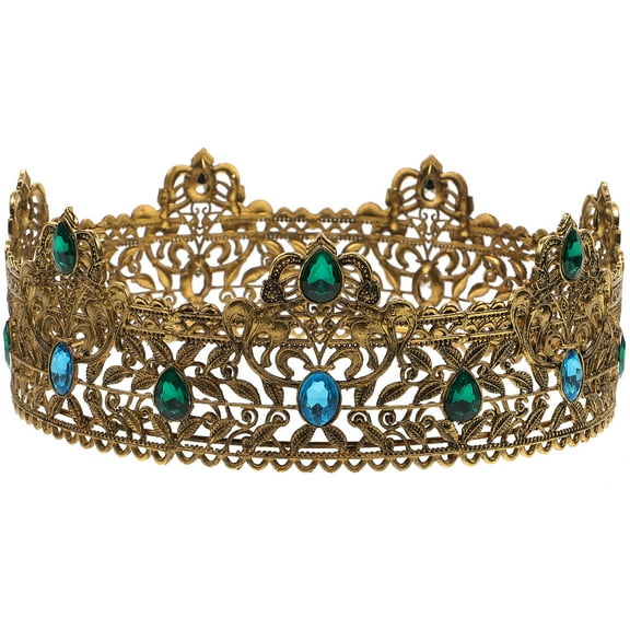 Golden Alloy Men Crown for King Cosplay and Suitable for Most Head Sizes