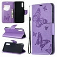 thumbnail image 4 of Allytech Galaxy A50 Case, Slim Fit PU Leather Folio Butterfly Embossed Shockproof Wrist Hand Strap Flip Cards Holder Wallet Case TPU Back Cover for Samsung Galaxy A50, Violet, 4 of 8