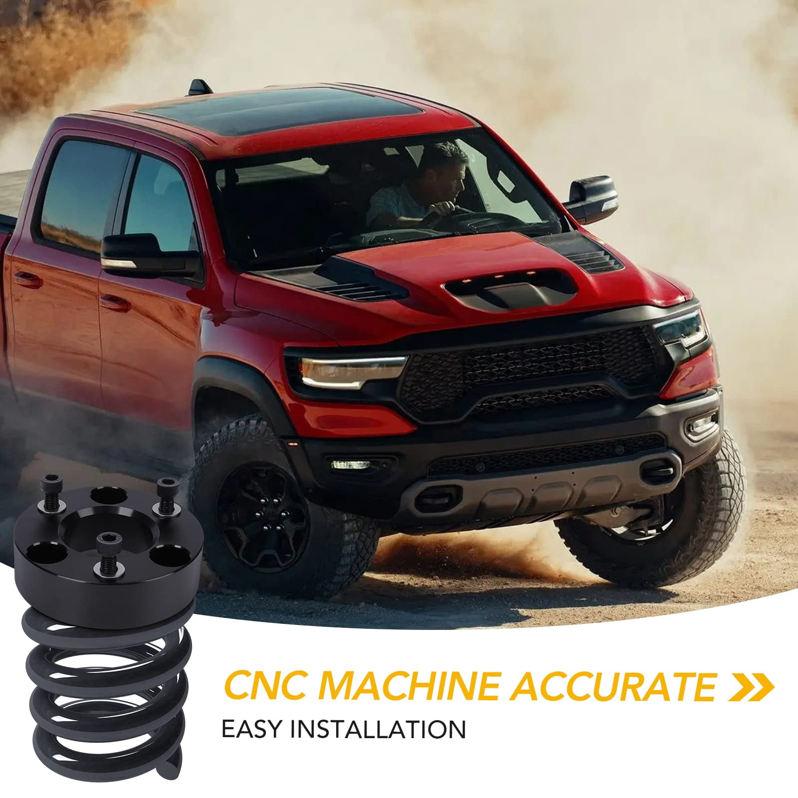 Furvclv 2" Ram 1500 Leveling Lift Kits - 2 Inch Front Strut Spacer Suspension Lift Kit Lift Spacers for 2006-2021 Ram 1500 (4WD Only), 2005-2011 Dakota (2WD Only), 2006-2009 Raider