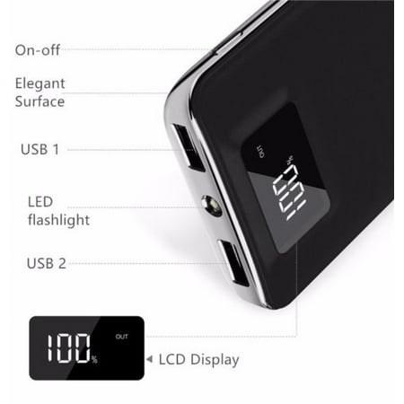 20,000mAh HIgh Speed Digital Power Bank FAST CHARGER Portable Ultra High Capacity 3.4A 2-Port USB +Led Flashlight External Battery Backup, For All Cell / Smart Phone Tablet Laptop Iphone Galaxy & (Best Wind Up Phone Charger)