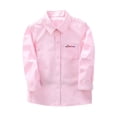 thumbnail image 4 of UACY Boys Girls Dress Shirt Long Sleeve Button Down Shirts Teen School Tops Kids Plain Blouse Lapel Solid Formal Tee (Pink, 11-12 Years), 4 of 9