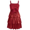thumbnail image 2 of IBTOM CASTLE Teen Girl Glitter Ruffle Metallic Adjustable Spaghetti Straps Dress Square Neck Tiered Hemline Tween Pageant Homecoming Graduation Prom Outfits Junior Formal Easter Dress Red, 2 of 7