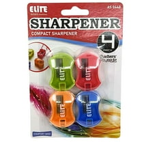 Single Hole Assorted Color Compact Pencil Sharpeners: 4CT