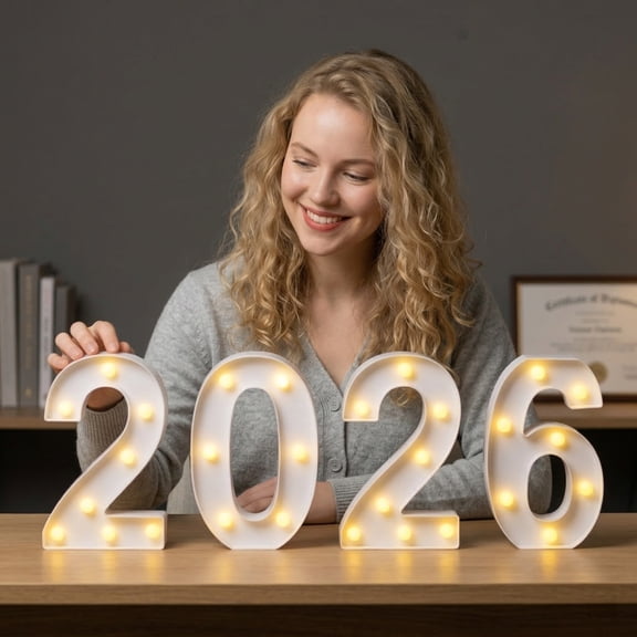 2026 Graduation LED Marquee Light Up Numbers Color Changing LED Number Lights Party Decor Supply,B