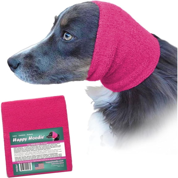 Happy Hoodie The Original Dog & Cat Calming Band for Anxiety Relief, Noise Protection, Grooming, Thunder, Fireworks, Large Pink, Since 2008