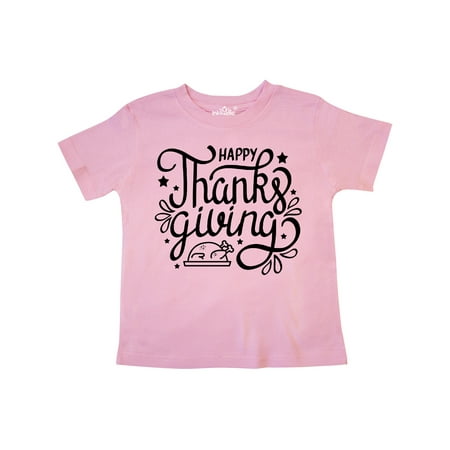 

Inktastic Happy Thanksgiving Hand Lettering with Turkey and Stars Gift Toddler Boy or Toddler Girl T-Shirt