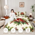 thumbnail image 3 of Erosebridal Lovely Cardinal Animals Twin Comforter Sets,Vintage Floral Plant Bedding Set,Cream Red,Christmas Reversible,2-Piece,1 Comforter and 1 Pillowcase, 3 of 7