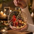 thumbnail image 6 of Glowing Christmas Diorama Ornament, 3D Red Cardinal Bird Sphere Diorama with LED Lights for Tree Ceiling Window Fireplace Mantel Holiday Home Decor(Red), 6 of 6