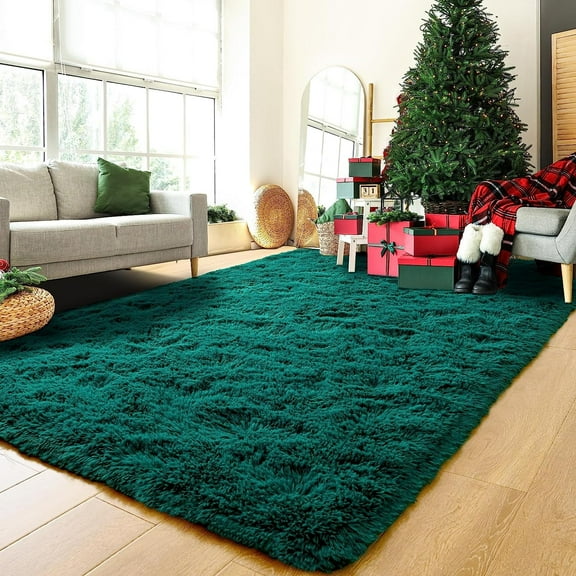 Junovo Super Soft Fluffy Area Rugs Modern Shag Rug for Bedroom Living Room,Cute Carpets for Kids Nursery Girls Home Dorm,5'x8',Aqua Green