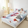 thumbnail image 4 of Manfei Christmas Snowman Child Twin Sheet Sets, Rustic Farmhouse Cabin Twin Fitted Sheet, Winter Western Festival Flat Sheet, Lightweight Room Decor, 3-Piece, 4 of 7