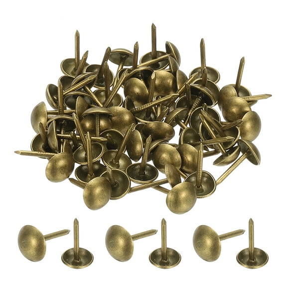 Uxcell 100 Pcs Upholstery Tacks 0.51" x 1/4" Head Dia Vintage Thumb Nails Pins for DIY Decor