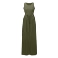 thumbnail image 4 of Bxsruta Womens Maxi Dress Casual Long Flowy Summer Sundress Sleeveless Crew Neck Pleated Dresses, 4 of 8