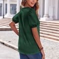 thumbnail image 6 of ClodeEU Women's Henley Neck Puff Sleeve T-Shirt,Casual Button Down V Neck Blouse,Soft Short Sleeve Top for Everyday Wear Green,Women's Plus XXL, 6 of 6