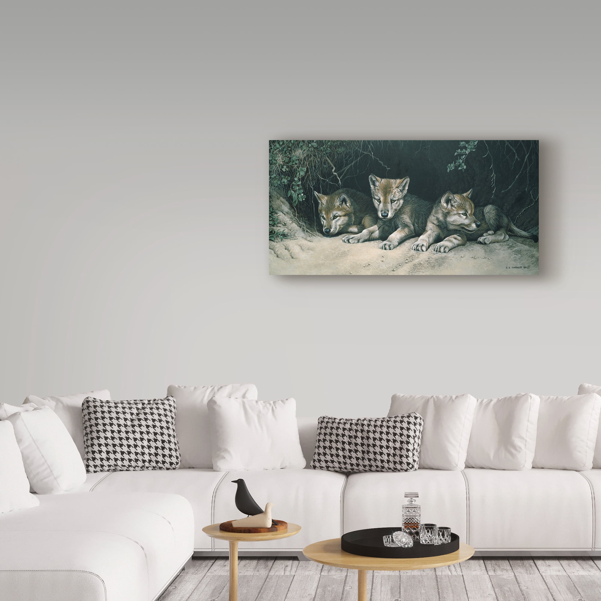 Trademark Fine Art 'Three Little Wolves' Canvas Art by Ron Parker