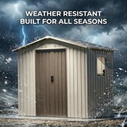 6x4 Outdoor Steel Storage Sheds, Metal Tool Outdoor Shed,With Windows& Air Vent&Gloves,for Backyard,Garden,Lawn,Creamy white