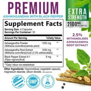 Organic Ashwagandha Extra Strength 1950 mg - Ashwagandha Supplements for Women & Men, Antioxidant Support, Natures Vegan Ashwagandha Powder Organic, Non-GMO & Gluten Free - 120 Capsules