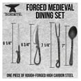 thumbnail image 2 of Ironsmith Co. Hand-Forged Medieval Dining Set | Includes High Carbon Steel Knife, Fork, Spoon And Skewer | Great for Costumes or Re-Enactments | Leather Storage Case Included, 2 of 7