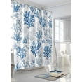 thumbnail image 5 of Coastal Coral Waterproof Fabric Shower Curtain, Blue Grey Ocean Marine Plant Summer Fish Shower Curtain for Bathroom Curtains Bathtubs Hotel Washable Shower Curtains with 12 Hooks Standard 72x72, 5 of 6
