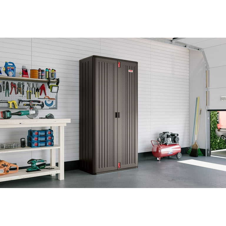 Suncast 80-inch x 40-inch 4-Shelf Storage Cabinet Locker, Black