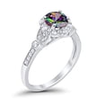 thumbnail image 5 of Floral Art Deco Engagement Ring Rainbow CZ 925 Sterling Silver Size 4, 5 of 5