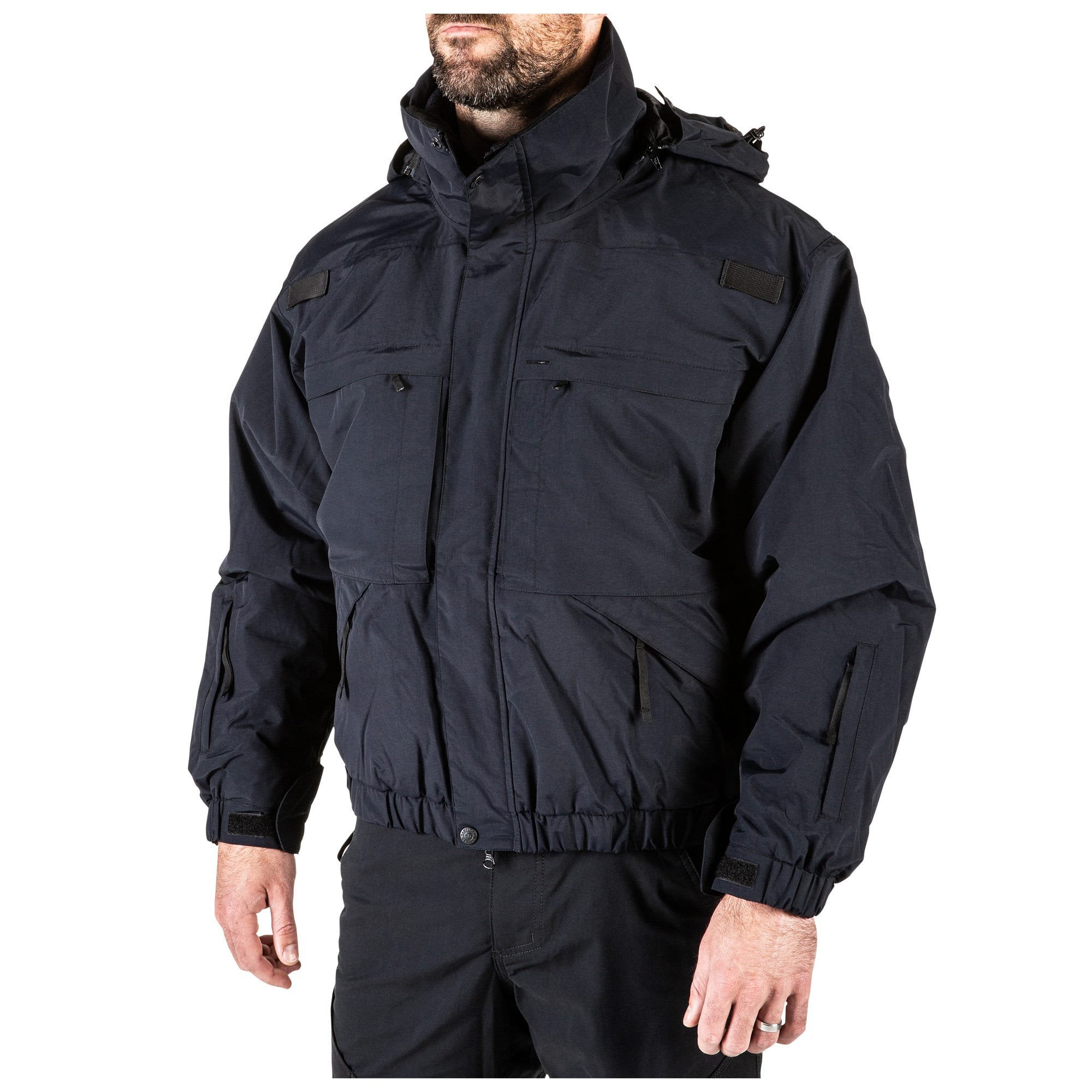 5.11 Tactical Men's 5-in-1 Jacket, Removable Fleece Inner Liner, Zip-Off Sleeves, Dark Navy, L