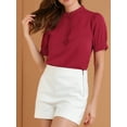 thumbnail image 6 of MODA NOVA Juniors Ruffled Button Down Shirt Short Sleeves Solid Work Office Blouse, 6 of 7