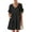 black, variant on Pretty Comy Women's V-neck Ruffled Edge Sleeve Mid Dress  Pocket Short Sleeved Skirt