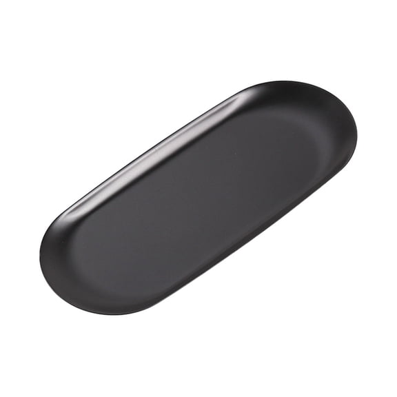 LYINGF Stainless Steel Decorative Tray, Jewelry Dish and Cosmetics Organizer for Bathroom, Serving Platter Small Storage Tray for Candy Snacks and Accessories, Oval Metal Tray