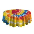 thumbnail image 5 of Vibrant Tie Dye Spiral Round Tablecloth 60"x60",Wrinkle Wipeable Table Cloth for Kitchen Dining Room Picnic Patio Party, 5 of 6