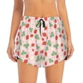 thumbnail image 2 of Rateoe Strawberry And Flowers Printed 2 in 1 Women's Workout Shorts for Athletic Gym Running Shorts with Phone Pockets-Small, 2 of 7